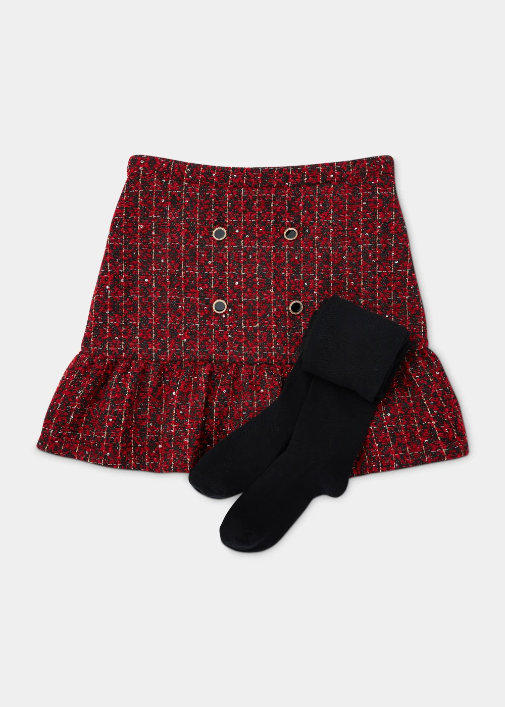 Girls Red Check Skirt & Tights Set (4-13yrs) - 8 Yrs Image 1
