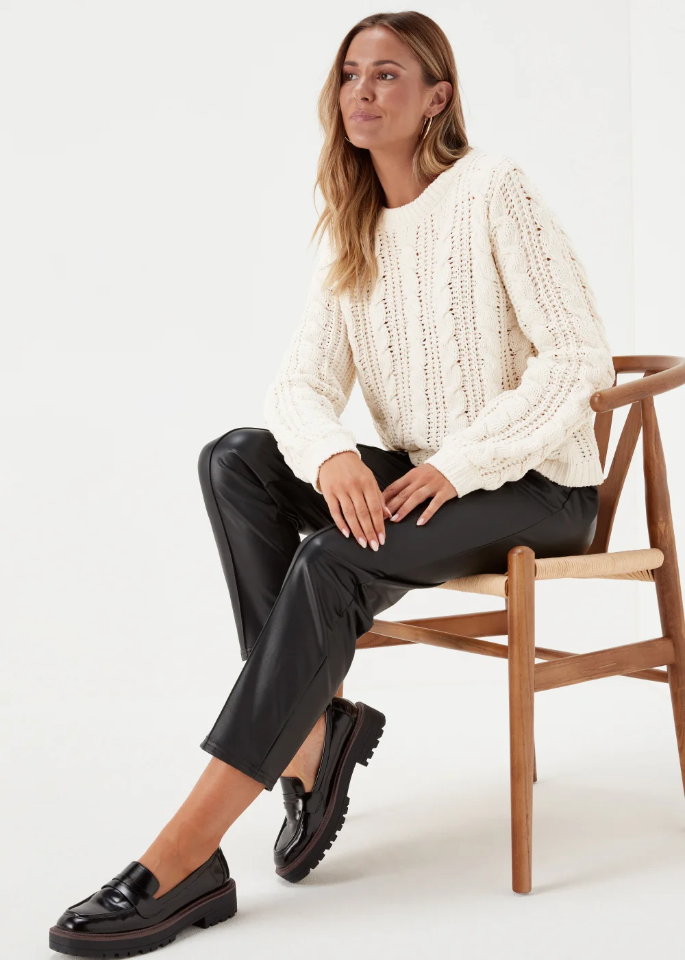 JDY Josia Ecru Cable Knit Jumper - 8 Image 4