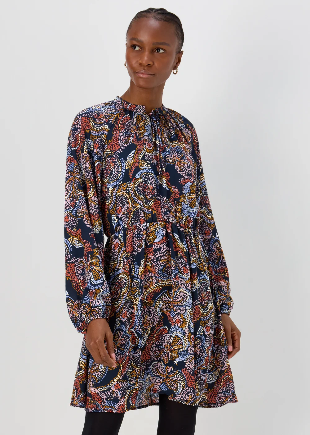 JDY Cana Multicoloured Print Long Sleeve Mini Dress - 8 Image 1