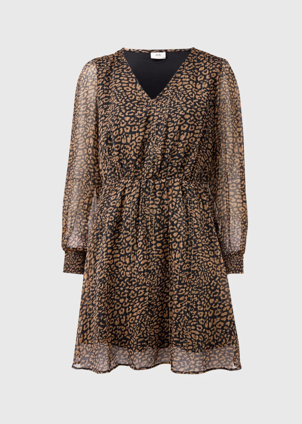 JDY Cody Brown V Neck Long Sleeve Dress - 12 Image 5