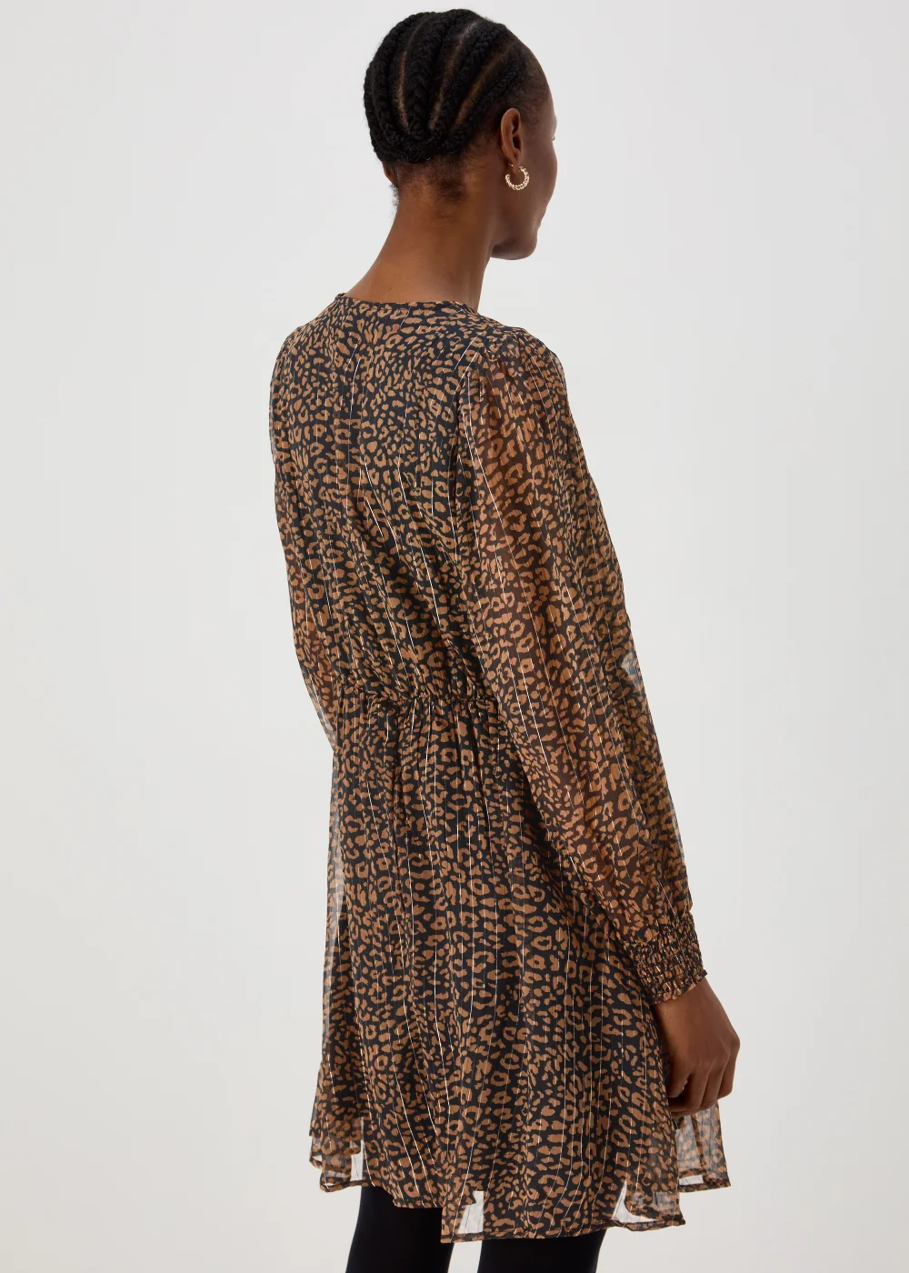JDY Cody Brown V Neck Long Sleeve Dress - 12 Image 2