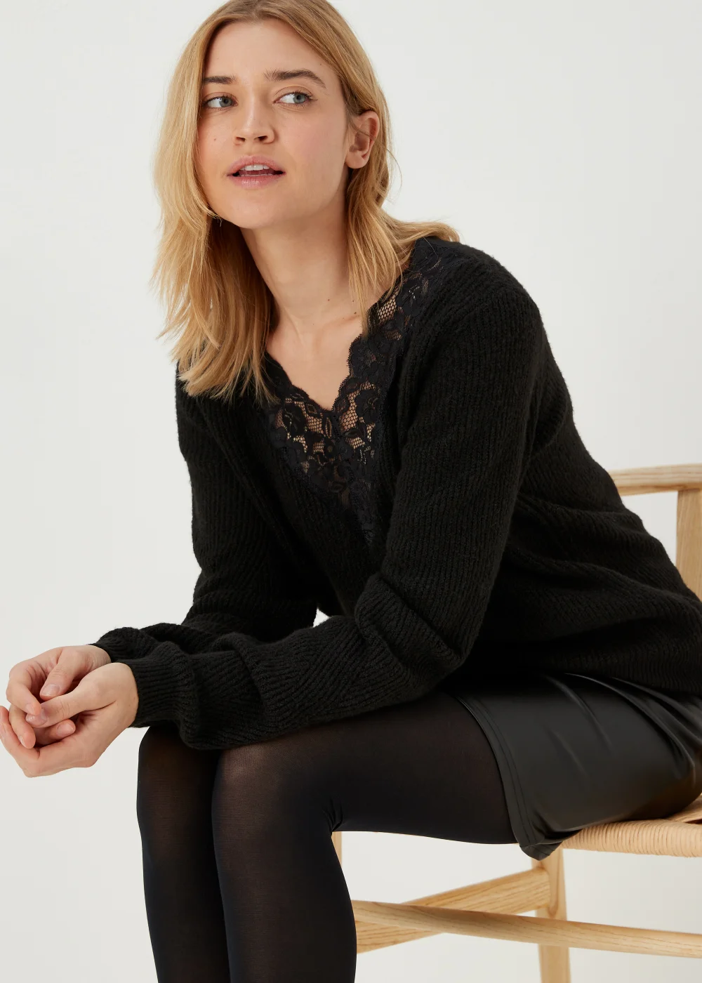 JDY Mary Black Lace Long Sleeve Jumper - 8 Image 4