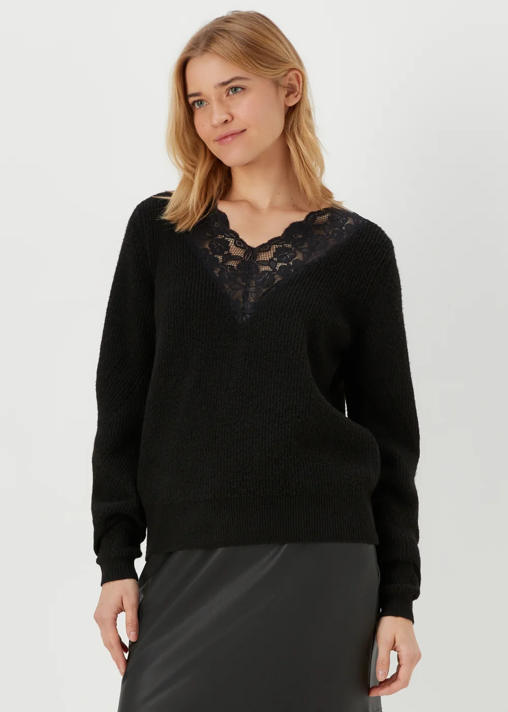 JDY Mary Black Lace Long Sleeve Jumper - 8 Image 1