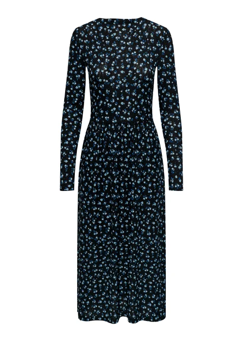 JDY Blue Floral Print Long Sleeve Midaxi Dress - Size 8 Image 1