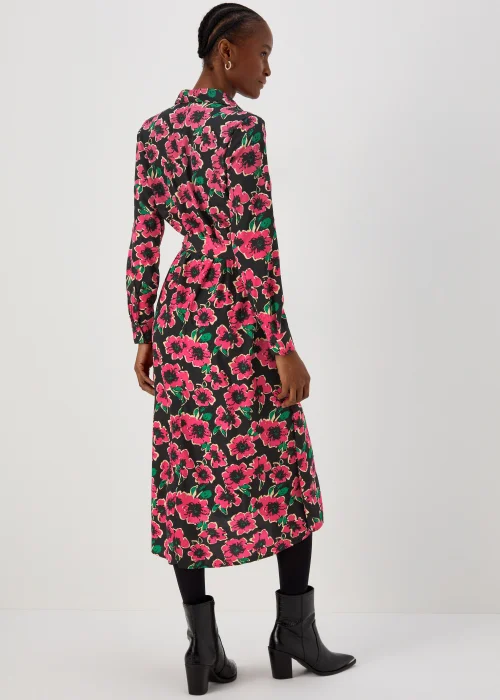 JDY Caine Pink Floral Midi Shirt Dress - 10 Image 2