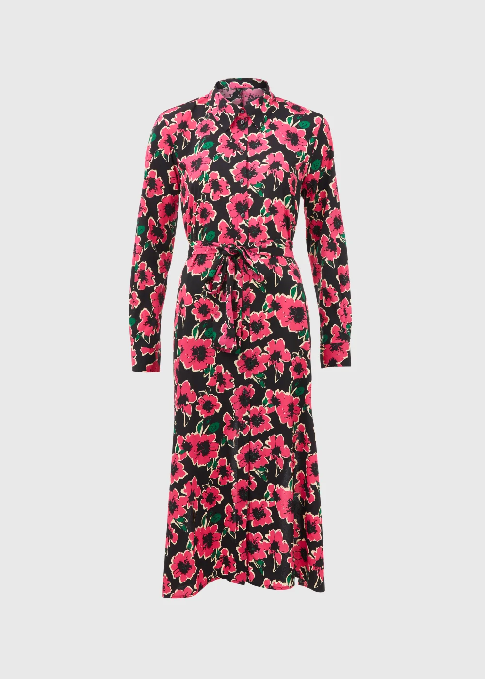 JDY Caine Pink Floral Midi Shirt Dress - 10 Image 5