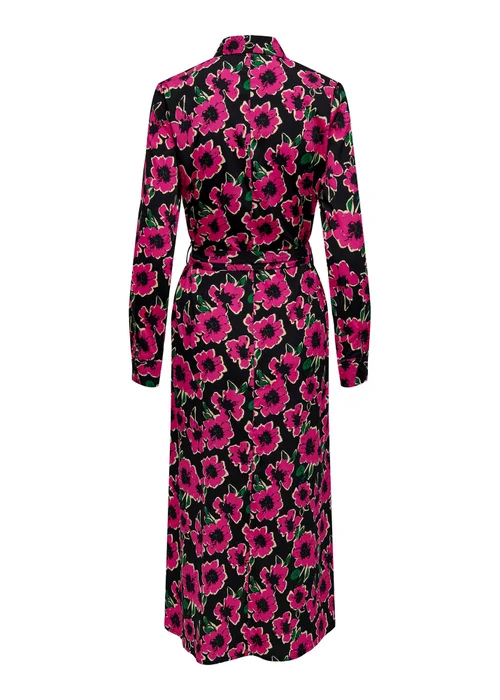JDY Caine Pink Floral Midi Shirt Dress - 10 Image 6