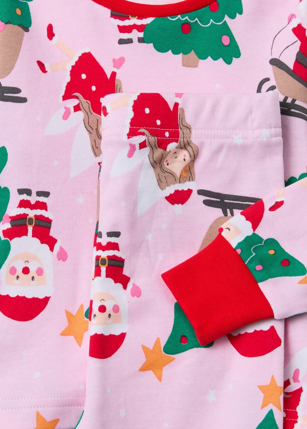 Girls Pink Christmas Print Pyjama Set (9mths-5yrs) - Age 9 - 12 Months Image 2