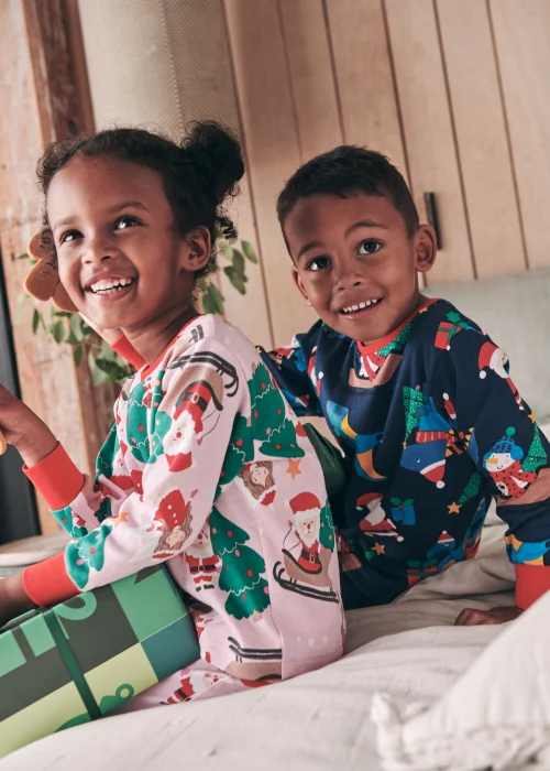 Girls Pink Christmas Print Pyjama Set (9mths-5yrs) - Age 9 - 12 Months Image 3