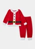 Kids Red Santa Fleece Christmas Pyjama Set (9mths-5yrs) - Age 9 - 12 Months Image 1