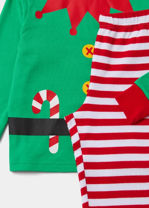 Kids Green Christmas Elf Pyjama Set (9mths-5yrs) - Age 9 - 12 Months Image 2
