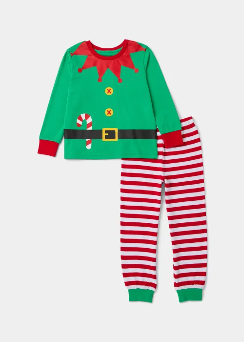 Kids Green Christmas Elf Pyjama Set (9mths-5yrs) - Age 9 - 12 Months Image 1