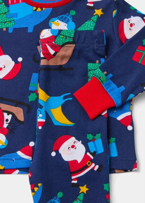 Boys Navy Christmas Print Pyjama Set (9mths-5yrs) - Age 9 - 12 Months Image 2