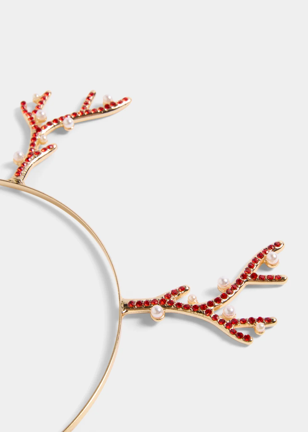 Gold Christmas Reindeer Antler Headband - One Size Image 2