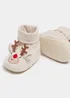 Cream Christmas Reindeer Soft Sole Baby Sock Boots (Newborn-18mths) - Age 6 - 9 Months Image 2