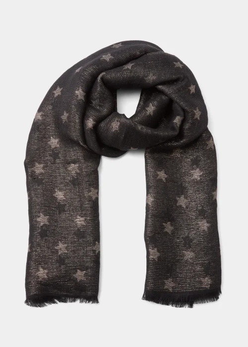 Black Star Woven Scarf - One Size Image 1