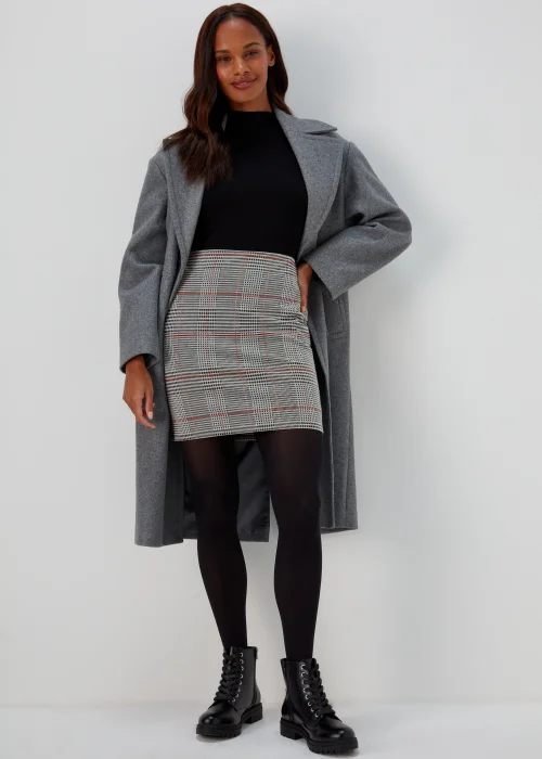 Grey Check Textured Mini Skirt - Size 8 Image 4