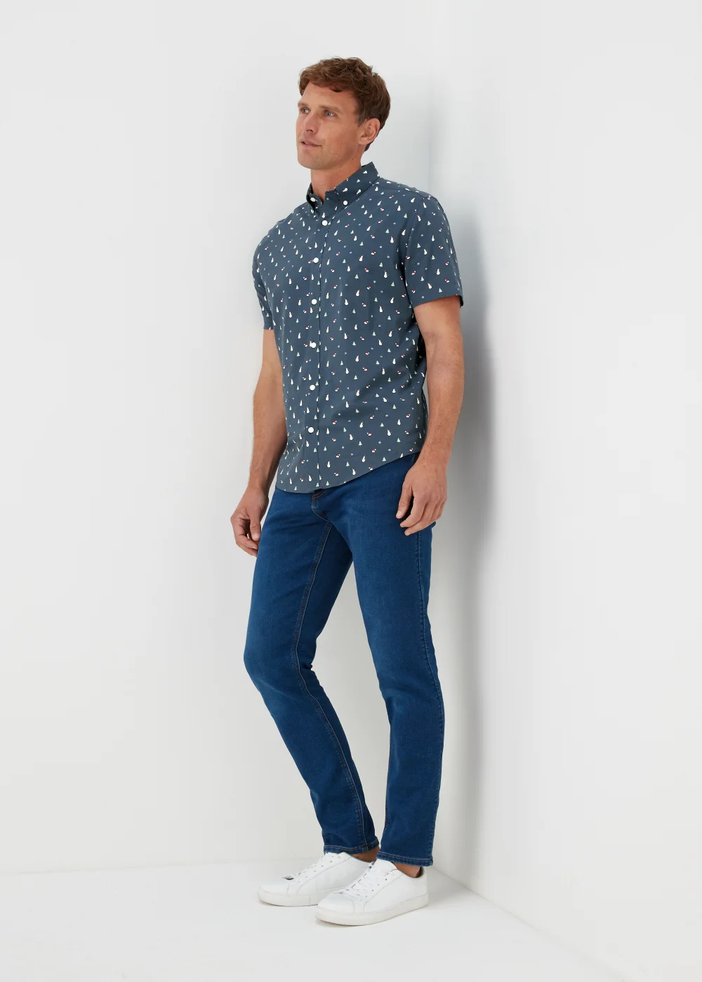 Navy Christmas Print Shirt - S Image 4