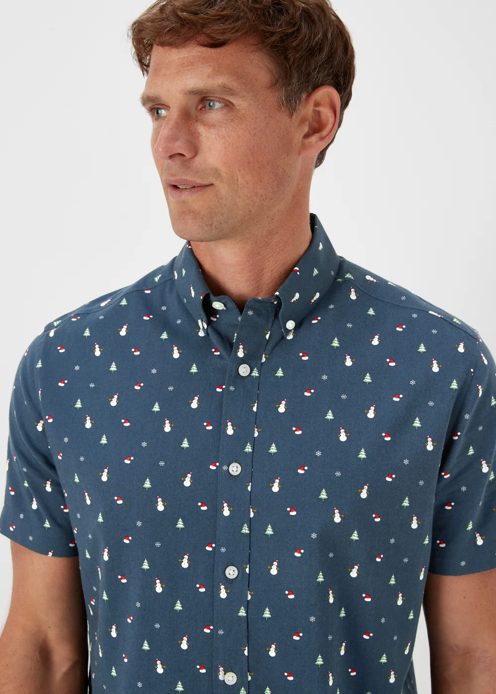 Navy Christmas Print Shirt - S Image 3