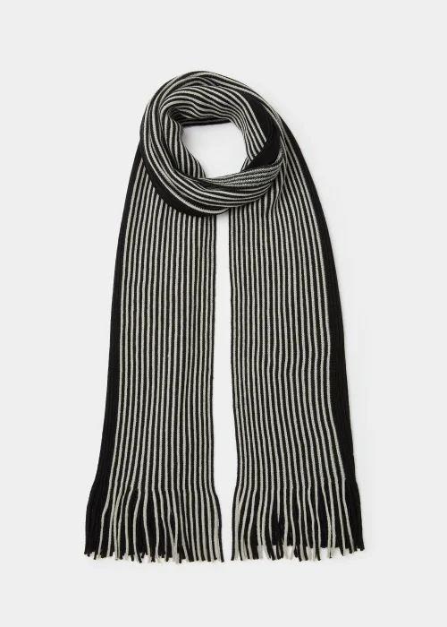 Black & Grey Thick Woven Scarf - One Size Image 1