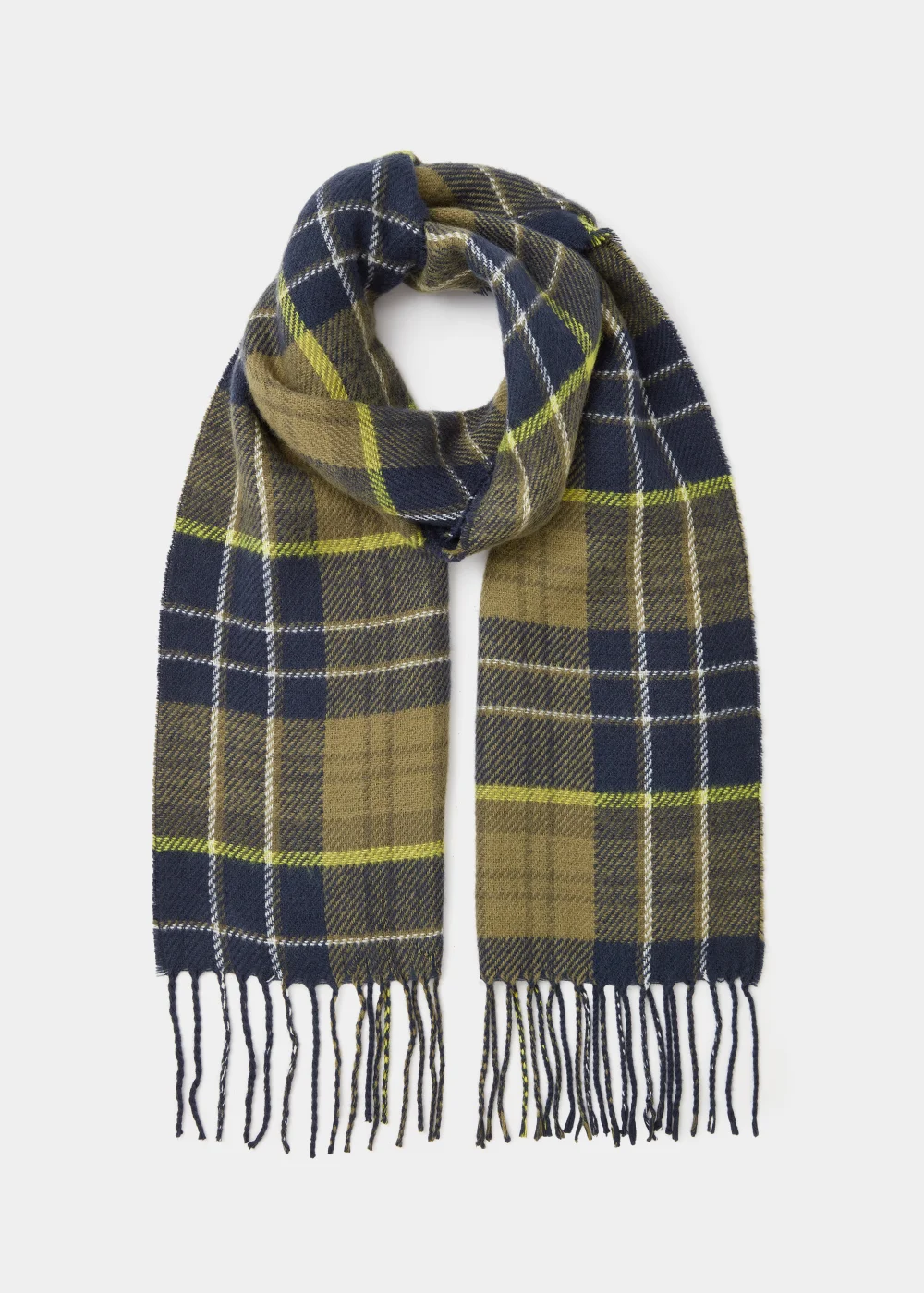 Navy Check Reversible Scarf - One Size Image 1