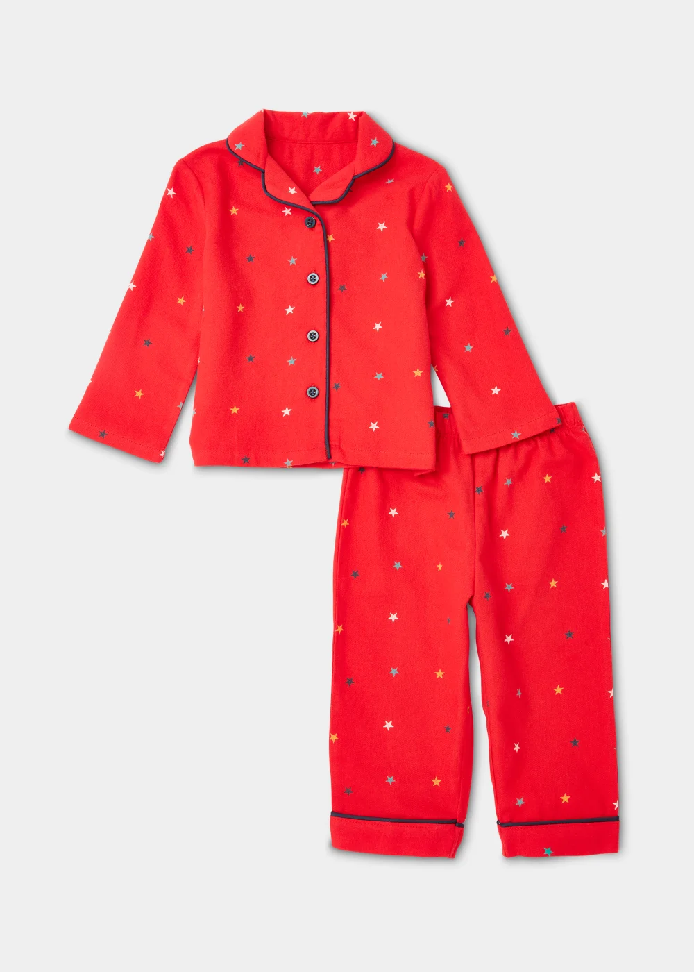 Kids Red Star Print Traditional Pyjama Set (9mths-5yrs) - Age 9 - 12 Months Image 1