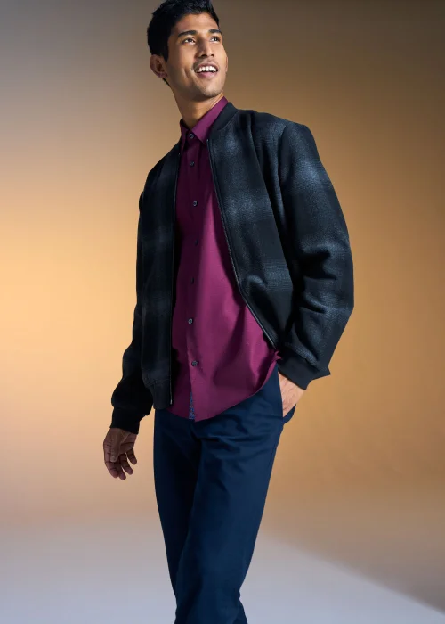 Charcoal Check Bomber Jacket - S Image 6