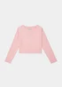 Girls Pink Ribbed Star Long Sleeve Top (4-13yrs) - Age 4 Years Image 1
