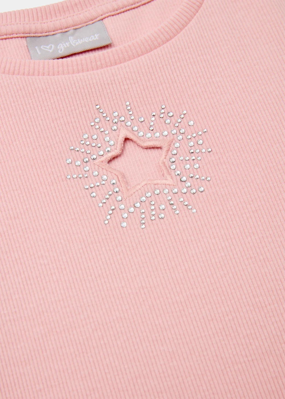 Girls Pink Ribbed Star Long Sleeve Top (4-13yrs) - Age 4 Years Image 2