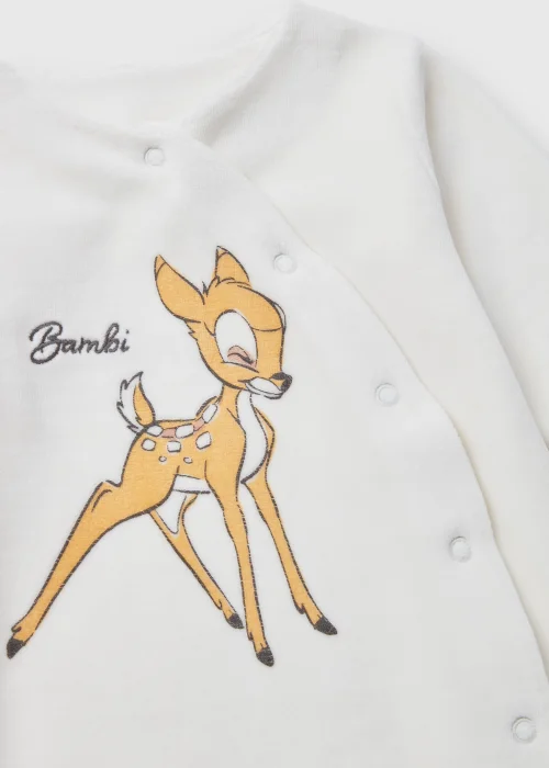 Baby Cream Disney Bambi Velour Sleepsuit (Newborn-12mths) - Newborn Image 2