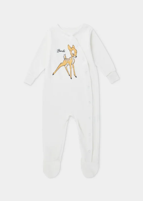 Baby Cream Disney Bambi Velour Sleepsuit (Newborn-12mths) - Newborn Image 1