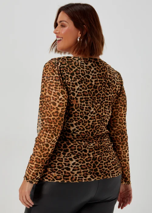 Papaya Curve Brown Leopard Print Long Sleeve Mesh Top - 18 Image 2