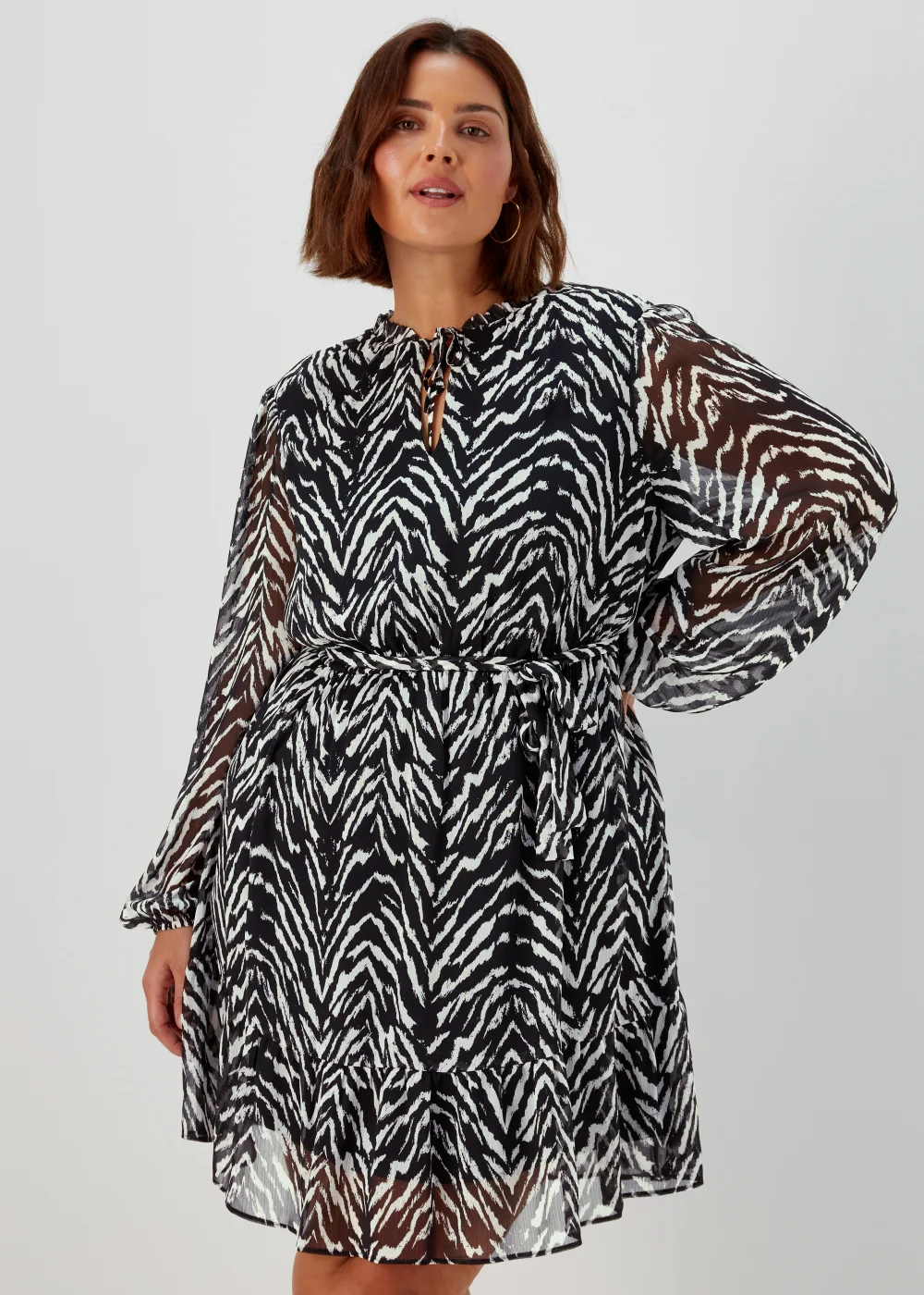 Papaya Curve Multicoloured Print Chiffon Mini Dress - 18 Image 1