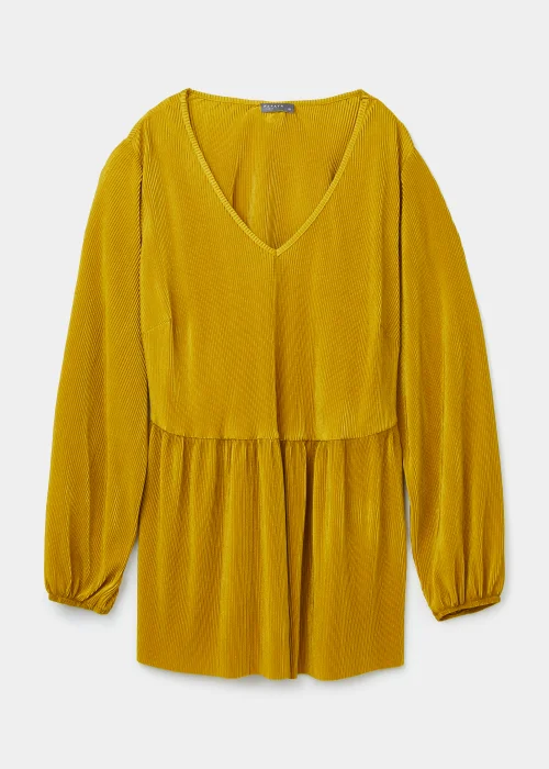 Papaya Curve Yellow Tie Waist Plisse Top - 18 Image 5