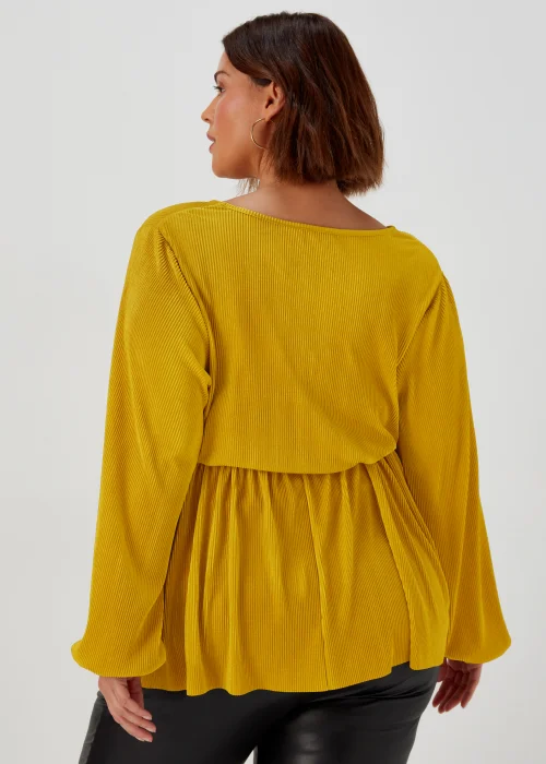 Papaya Curve Yellow Tie Waist Plisse Top - 18 Image 2