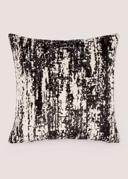 Black & White Mottled Stripe Cushion Image 1