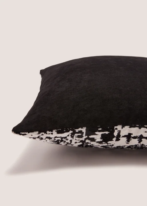 Black & White Mottled Stripe Cushion Image 2