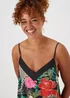 Black Floral Satin Cami Pyjama Top - Size 8 Image 3