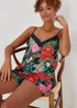Black Floral Satin Cami Pyjama Top - Size 8 Image 4