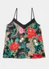 Black Floral Satin Cami Pyjama Top - Size 8 Image 5