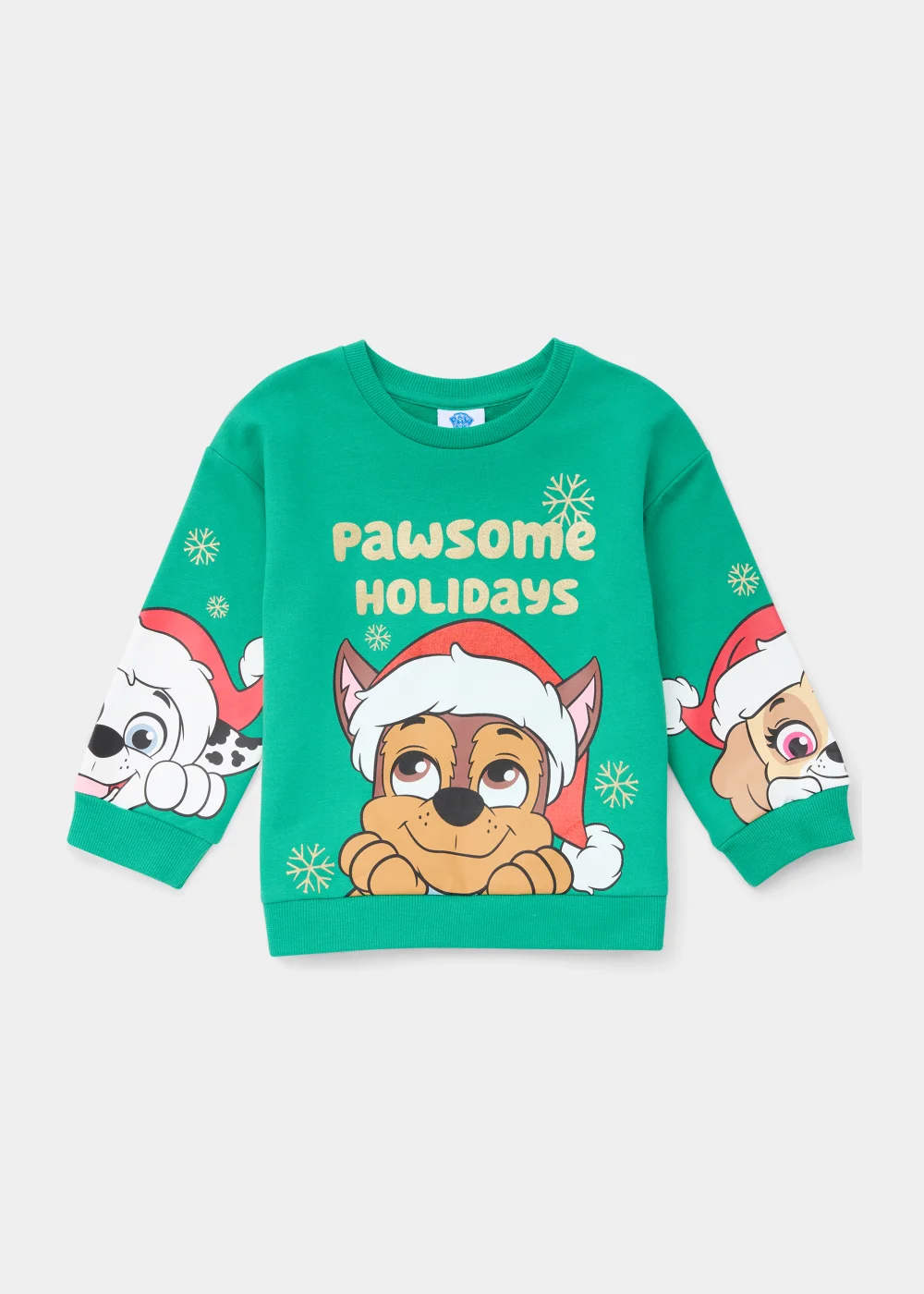Kids Green Paw Patrol Christmas Sweatshirt (9mths-6yrs) - 1-1.5 Yrs Image 1