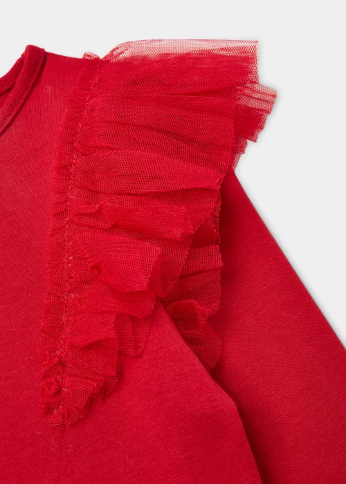 Girls Red Organza Frill Long Sleeve Top (4-13yrs) - 4 Yrs Image 2