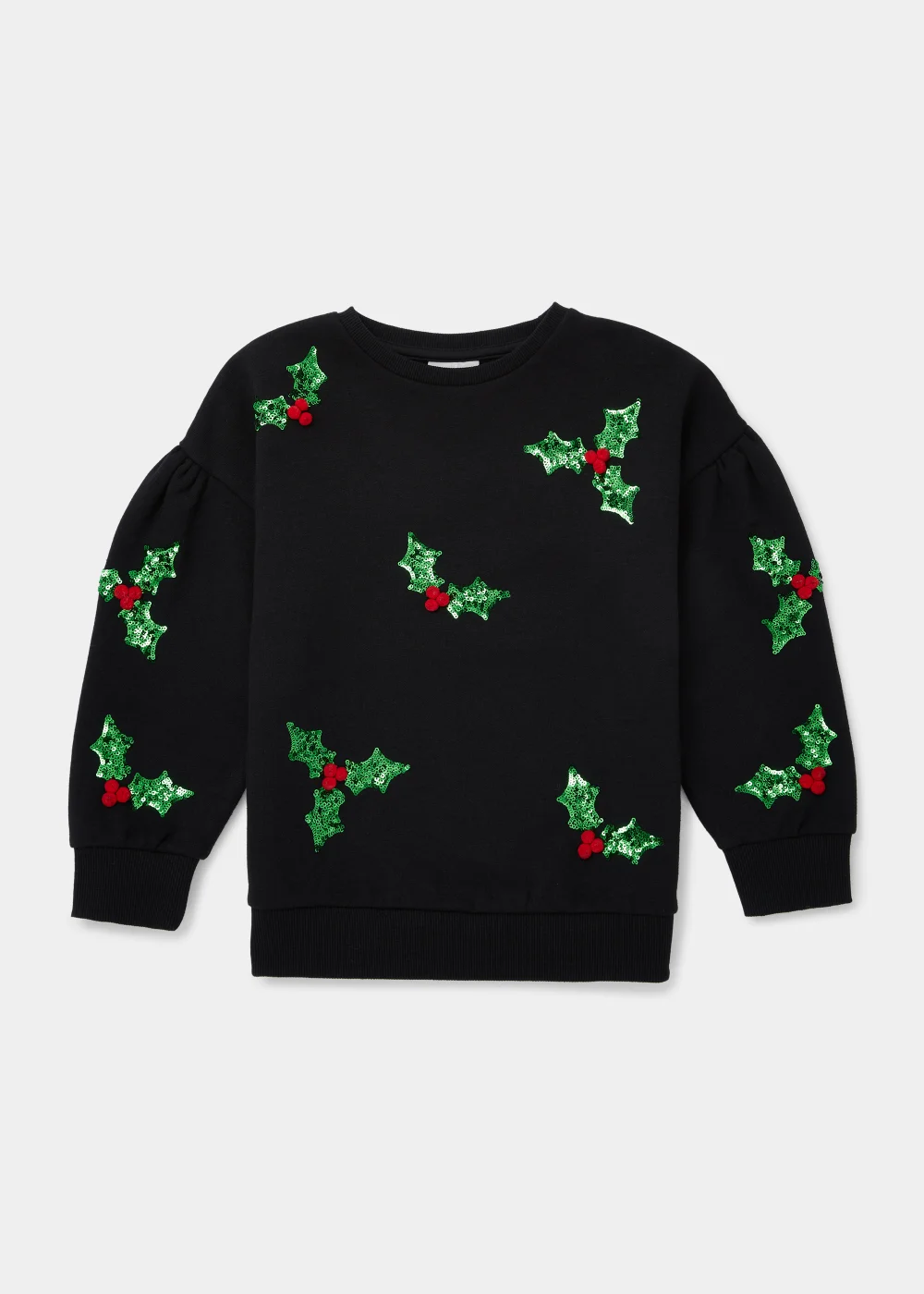 Black Christmas Holly Sweatshirt (4-12yrs) - 4 Yrs Image 1