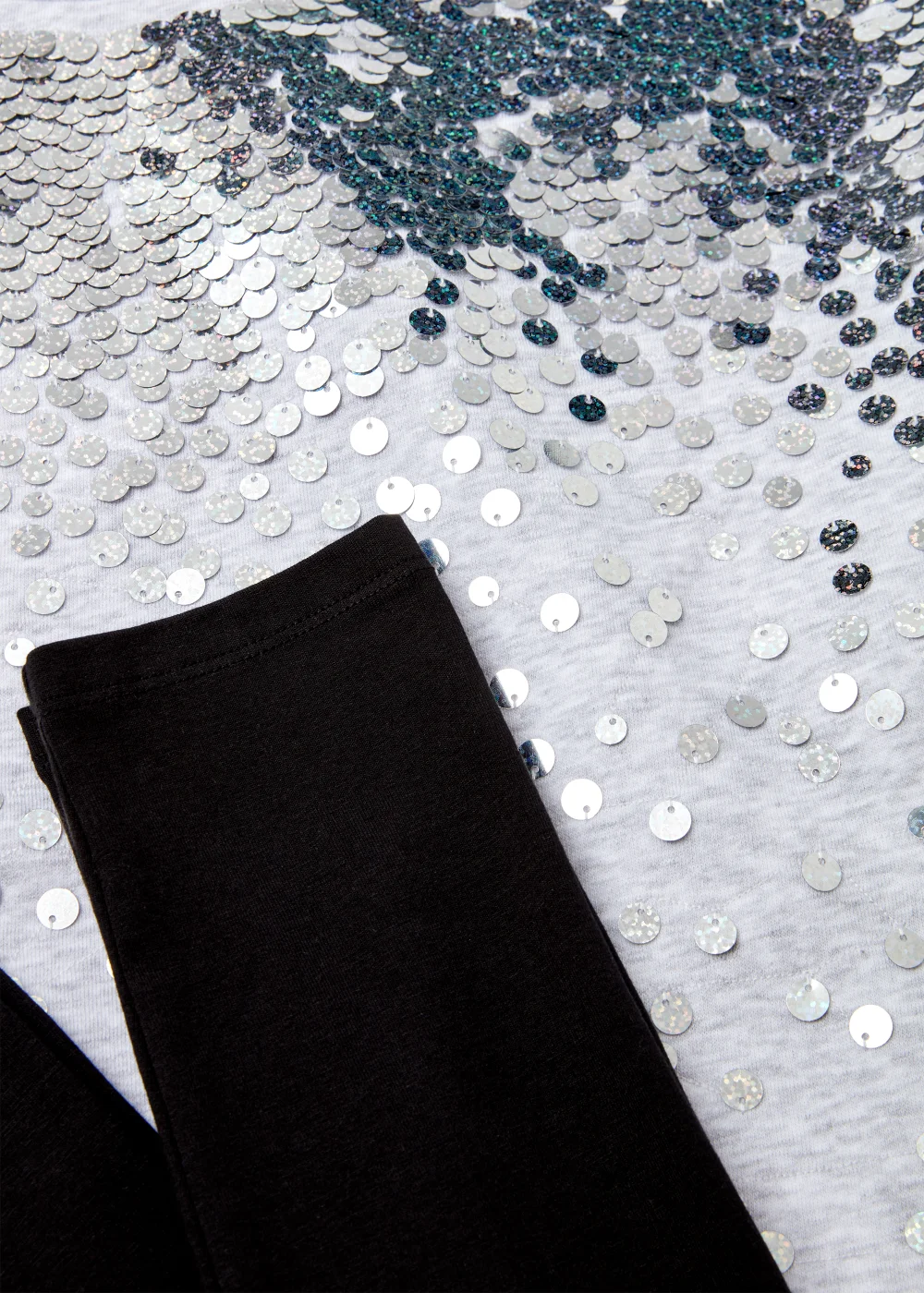 Girls Grey Sequin Sweatshirt & Black Leggings (4-13yrs) - Age 4 Years Image 2