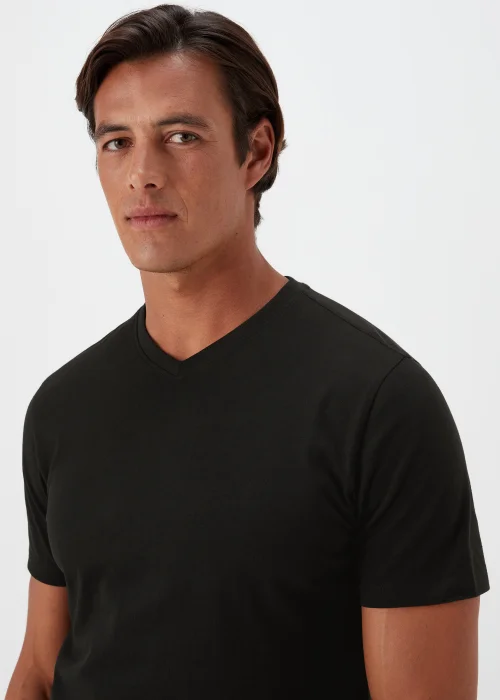 Black Essential V-Neck T-Shirt - S Image 3