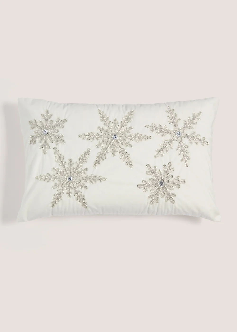 Cream Beaded Snowflake Cushion (30cm x 50cm) Image 1