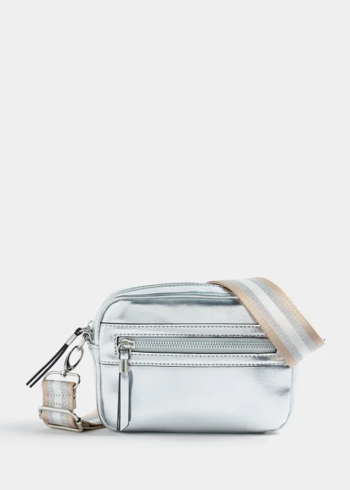 Girls Silver Metallic Camera Bag - One Size Image 1