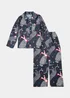 Kids Navy Oversized Leopard Satin Pyjama Set (4-13yrs) - Age 4 Years Image 1