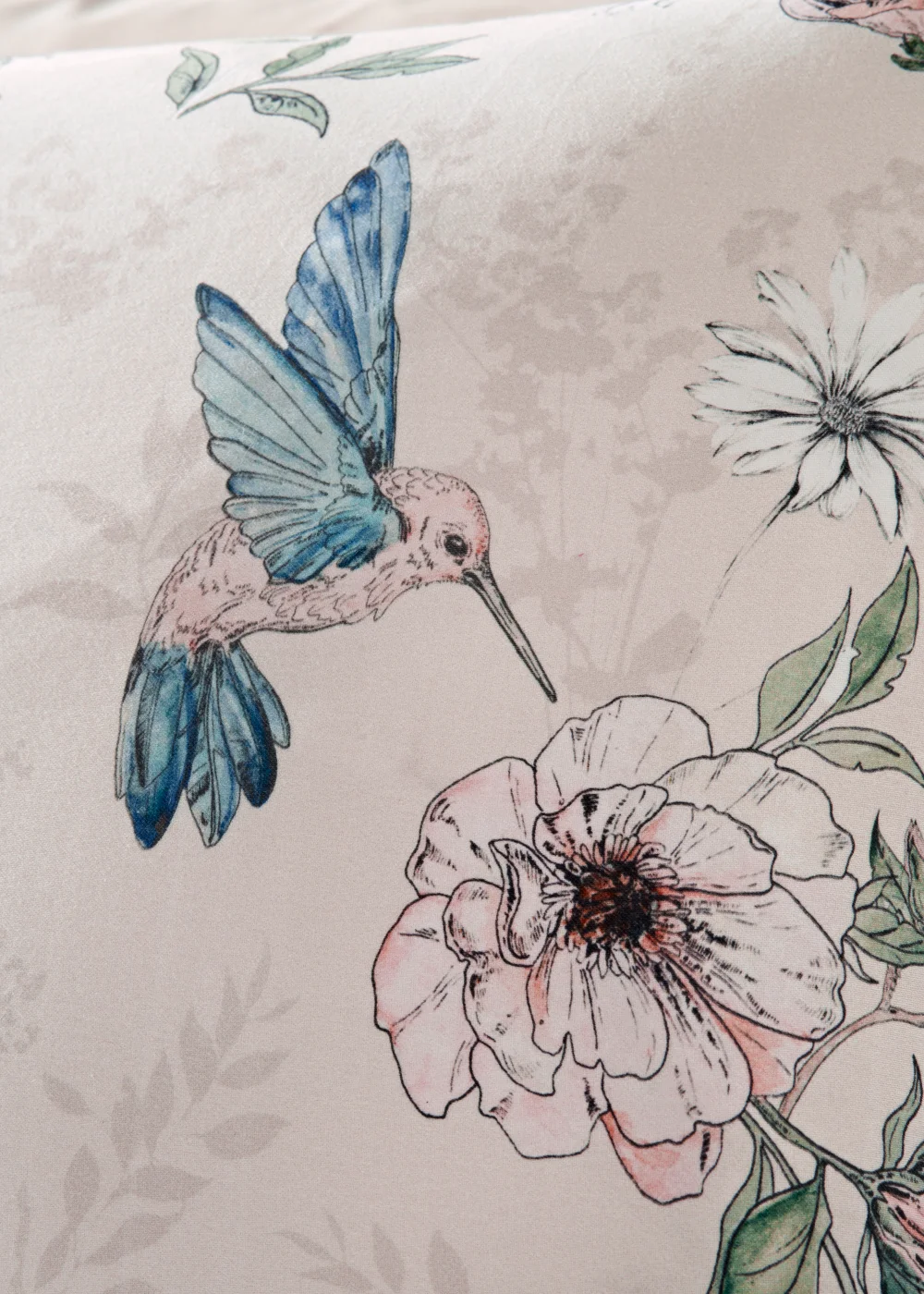 Pink Hummingbird 100% Cotton Duvet Cover - King Image 3