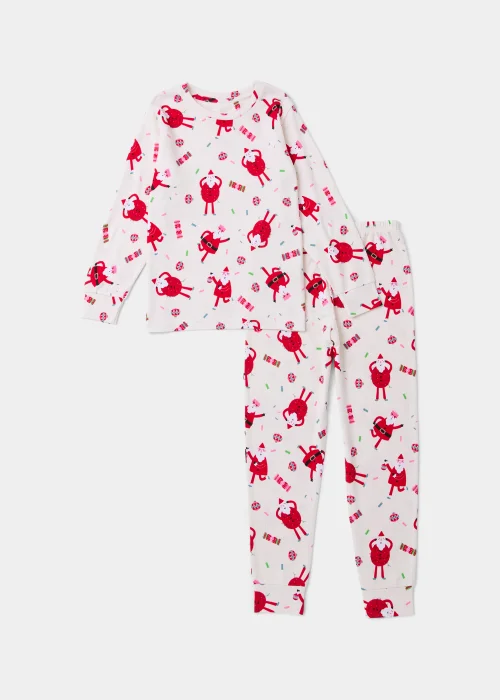 Girls Cream Dancing Santa Christmas Pyjama Set (4-13yrs) - Age 4 Years Image 1